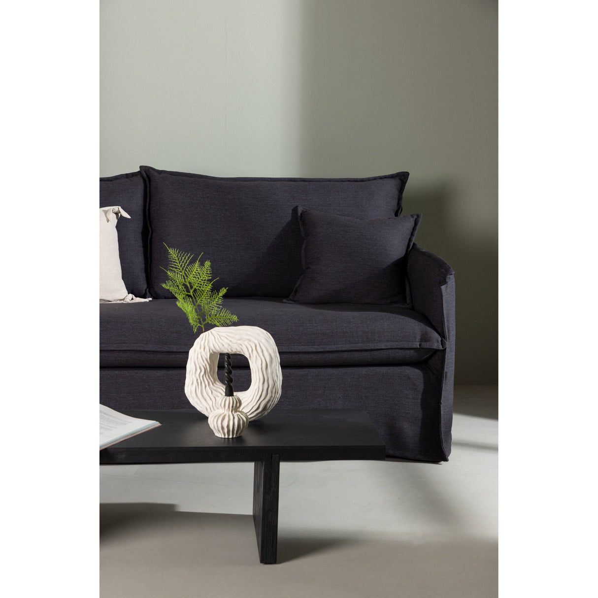 Nova 3-Sitzer Sofa Holz/ Schwarzer Stoff - ZEN ZONE Furniture