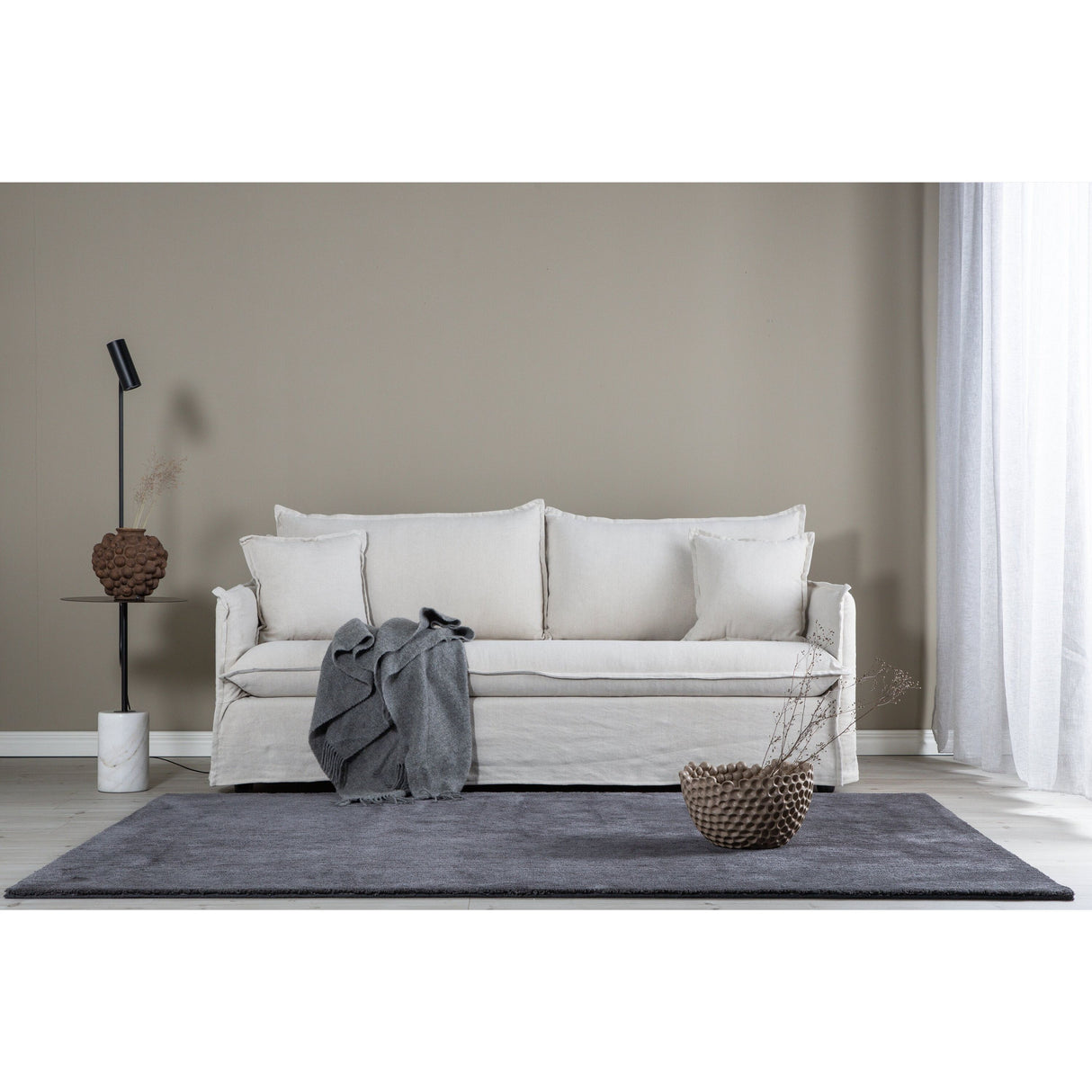 Nova 3-Sitzer Sofa - Holz / Beige Leinen - ZEN ZONE Furniture