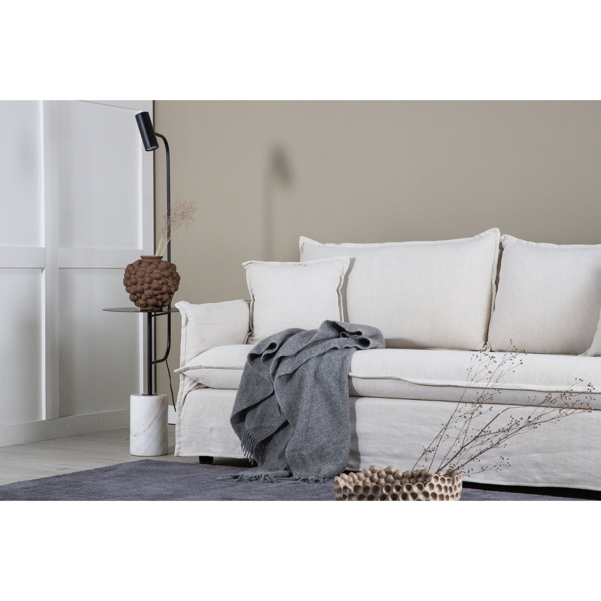 Nova 3-Sitzer Sofa - Holz / Beige Leinen - ZEN ZONE Furniture