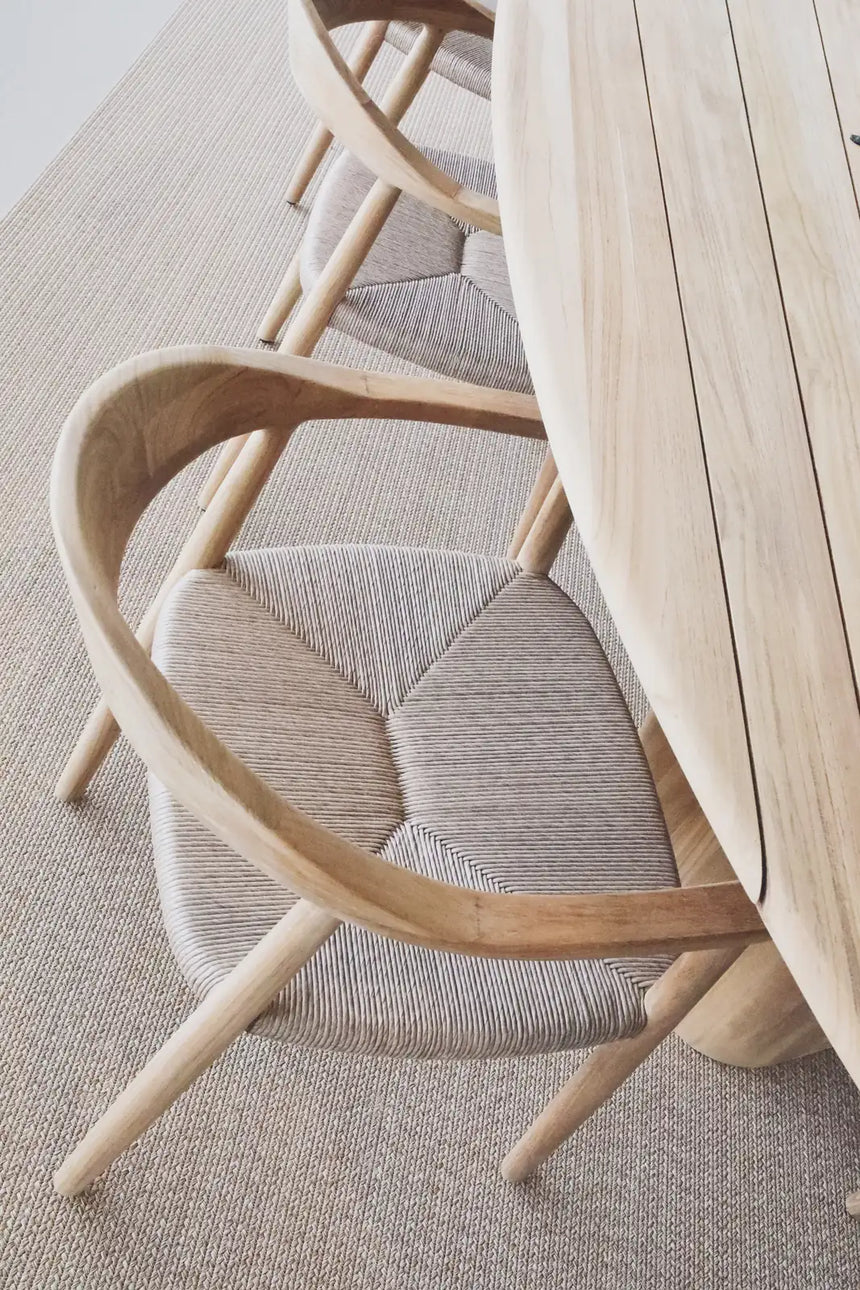 Naxos Gartenstuhl mit Armlehnen aus Teakholz und Leinen - ZEN ZONE Furniture