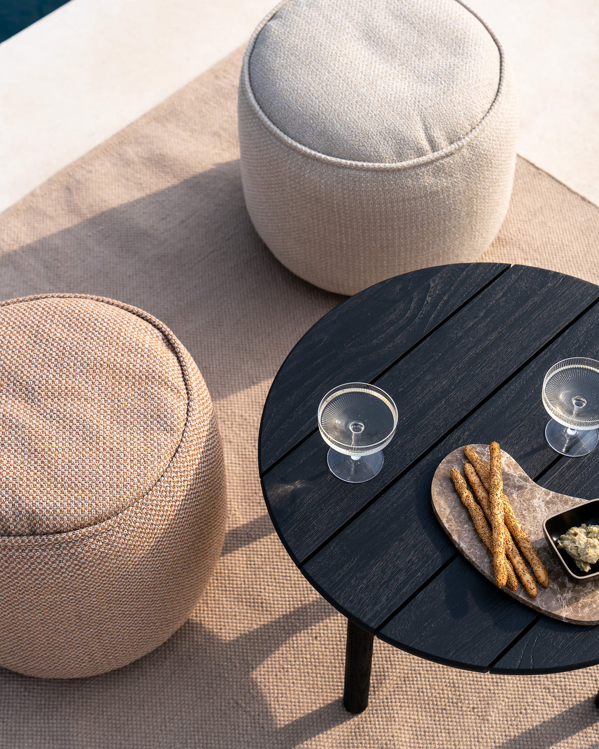 Donut Gartenpouf - Naturstoff kariert - 50 x 50 x 40 cm - ZEN ZONE