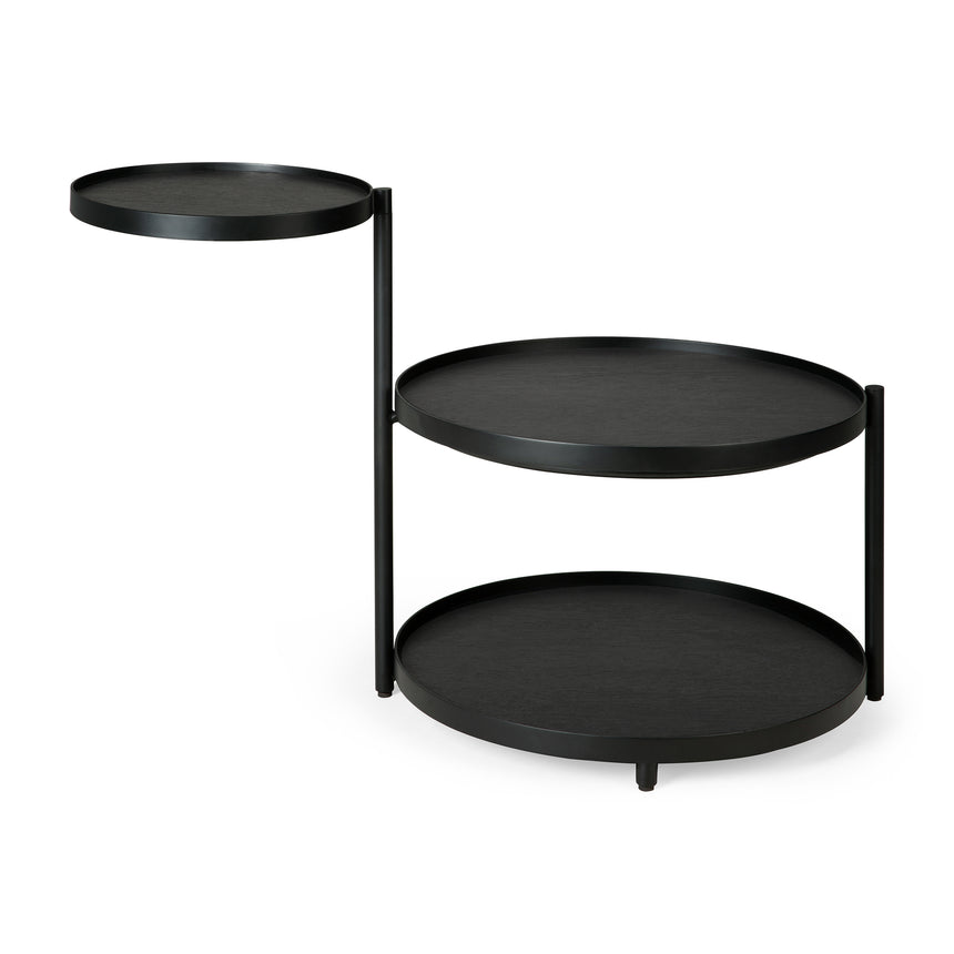 Schwenkbarer Tray Beistelltisch - lackiertes Holz - schwarz - rund - XS - Tablett nicht enthalten - 54 x 49 x 52 cm - ZEN ZONE Furniture