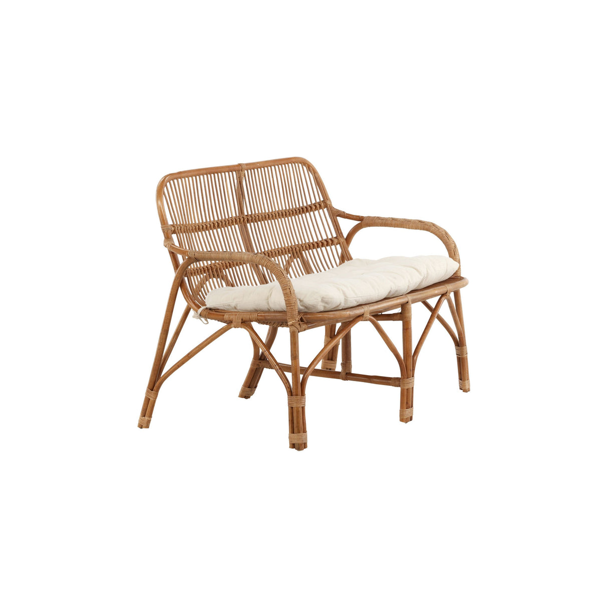 Nella 2-Sitzer Sofa Rattan Natur - inkl. Offwhite-Kissen - ZEN ZONE Furniture