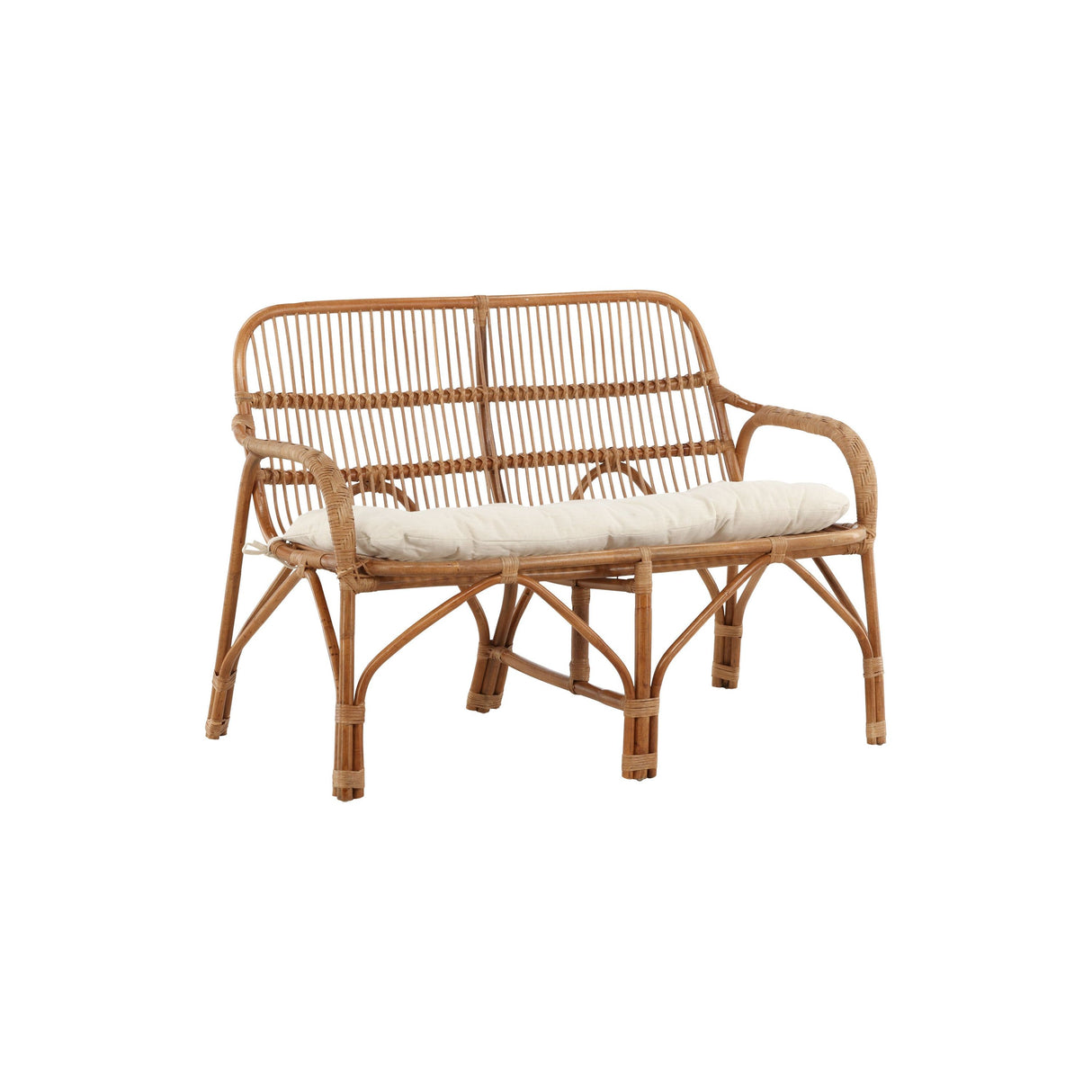 Nella 2-Sitzer Sofa Rattan Natur - inkl. Offwhite-Kissen - ZEN ZONE Furniture