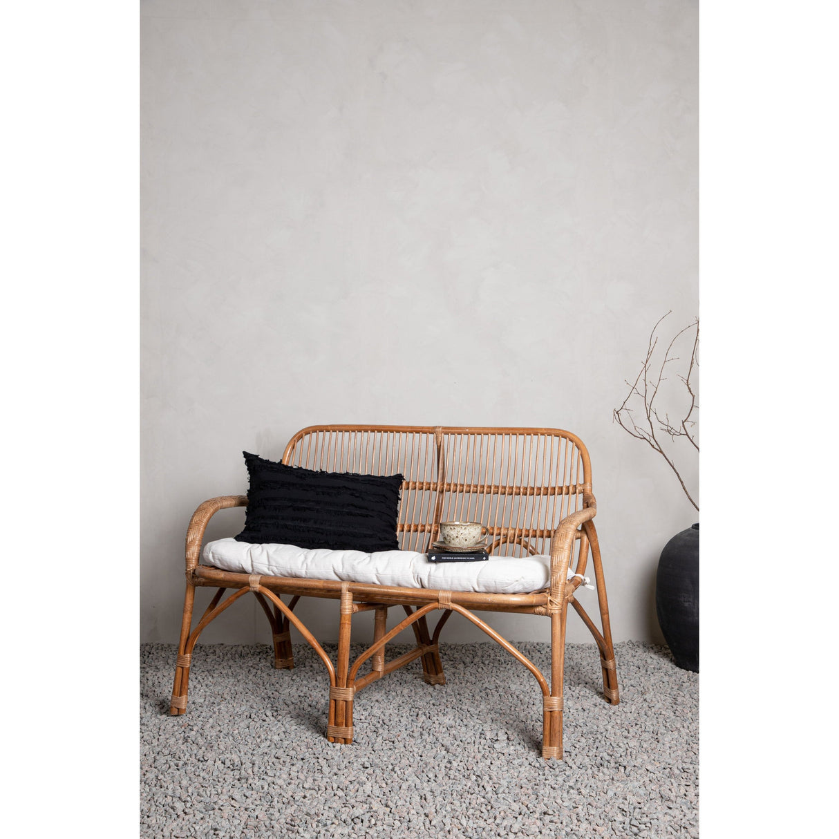 Nella 2-Sitzer Sofa Rattan Natur - inkl. Offwhite-Kissen - ZEN ZONE Furniture