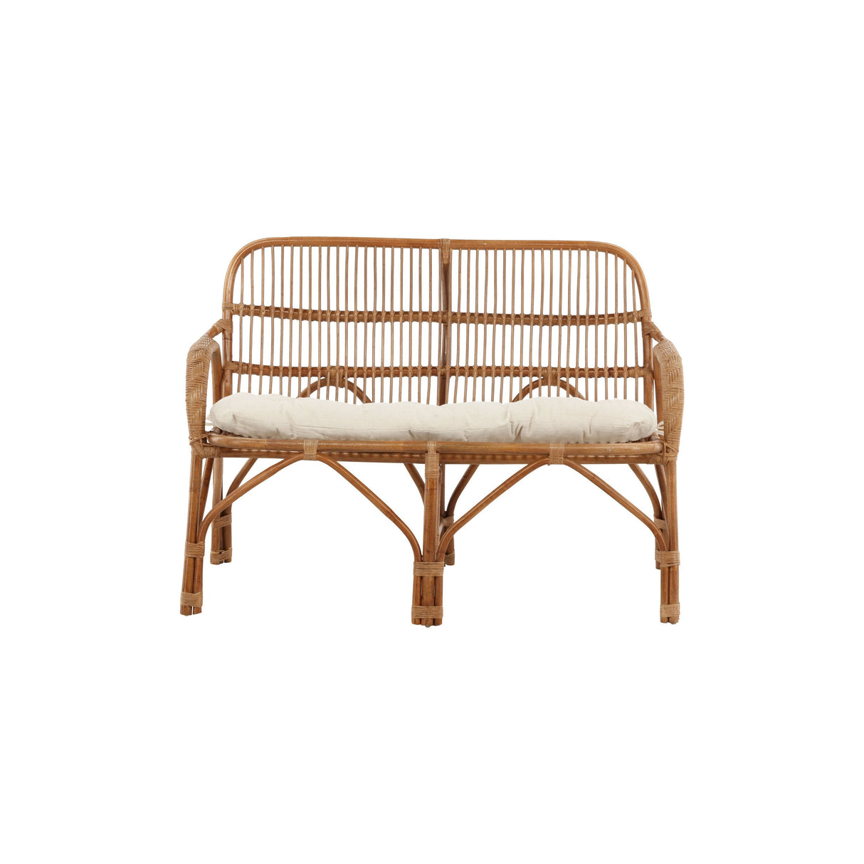 Nella 2-Sitzer Sofa Rattan Natur - inkl. Offwhite-Kissen - ZEN ZONE Furniture