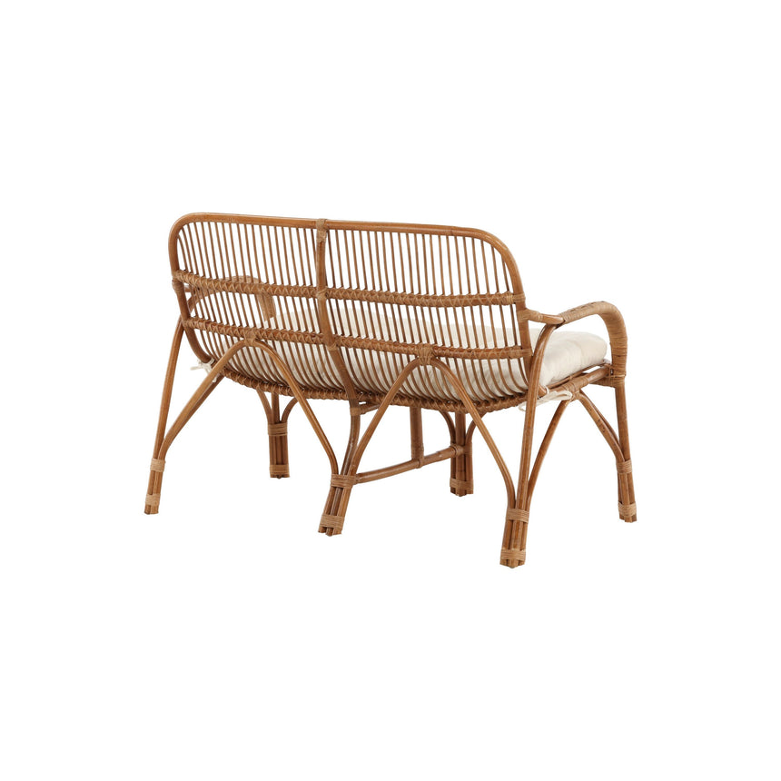 Nella 2-Sitzer Sofa Rattan Natur - inkl. Offwhite-Kissen - ZEN ZONE Furniture