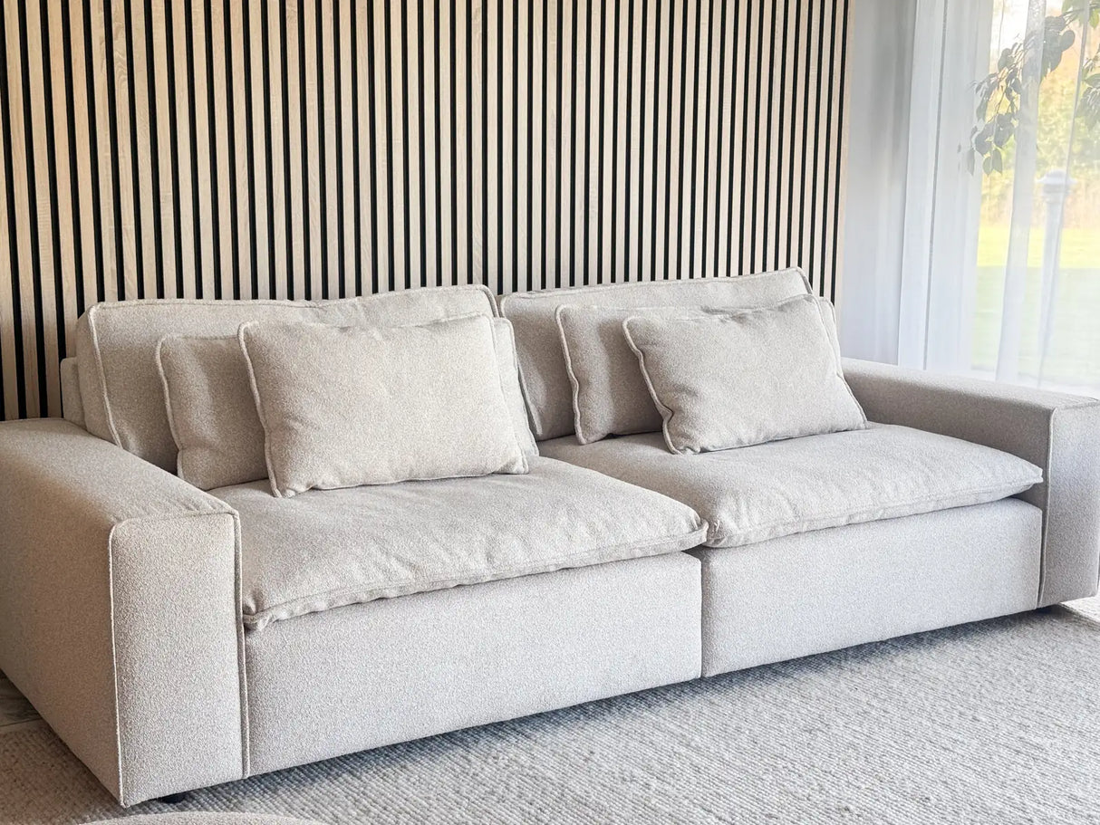 RAWLINS 3-seater sofa in Sandra light beige, 259x116x85 cm