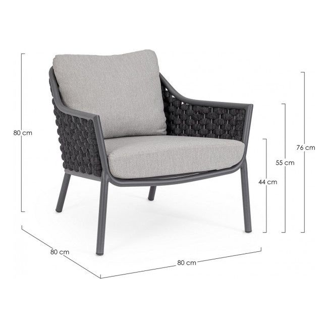 Outdoor Sessel mit Armlehne mit Kissen Everly Anthrazit QS22/Graphit - ZEN ZONE