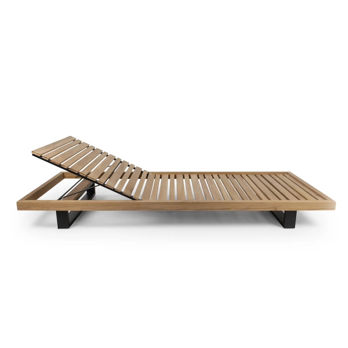 Sonnenliege Ravello aus Teak und schwarzem Aluminium, 85×225×22 cm - ZEN ZONE Furniture
