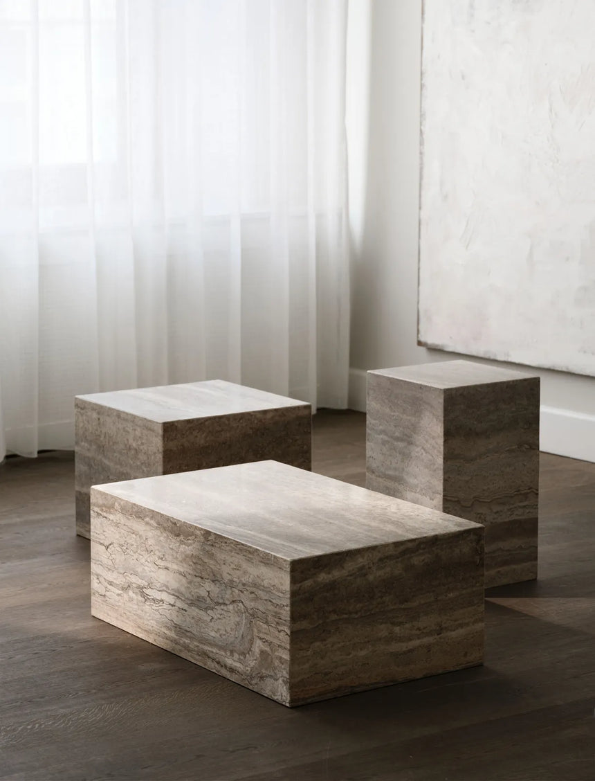 Cubism Couchtisch aus Travertin, Klein, 45x45x37 cm - ZEN ZONE Furniture