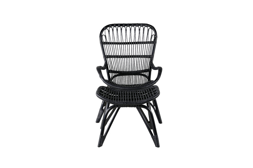 Ella Lounge Chair Schwarz Rattan / Offwhite Kissen - ZEN ZONE Furniture