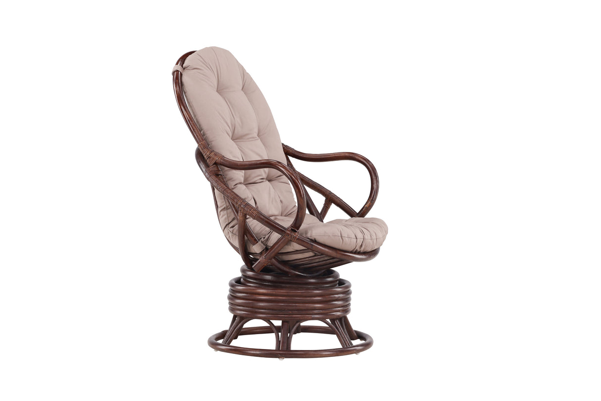 Swing Loungechair Rattan Walnuss dunkel / Beige - ZEN ZONE Furniture