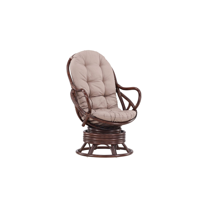 Swing Loungechair Rattan Walnuss dunkel / Beige - ZEN ZONE Furniture