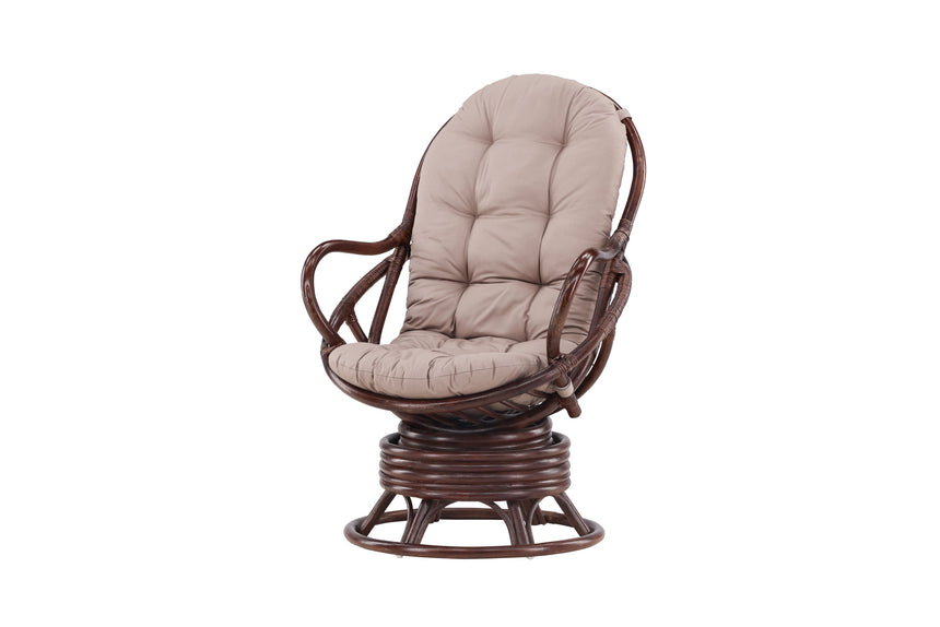 Swing Loungechair Rattan Walnuss dunkel / Beige - ZEN ZONE Furniture