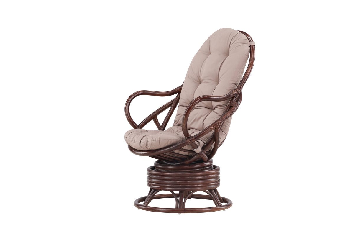 Swing Loungechair Rattan Walnuss dunkel / Beige - ZEN ZONE Furniture
