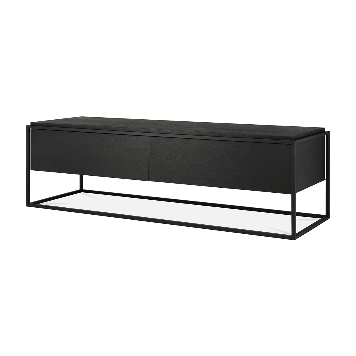 Monolit TV-Schrank - lackierte Eiche - schwarz - 1 Klapptür - 1 Schublade - 140 x 45 x 42 cm - ZEN ZONE Furniture