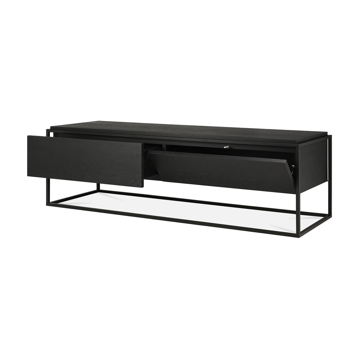 Monolit TV-Schrank - lackierte Eiche - schwarz - 1 Klapptür - 1 Schublade - 140 x 45 x 42 cm - ZEN ZONE Furniture