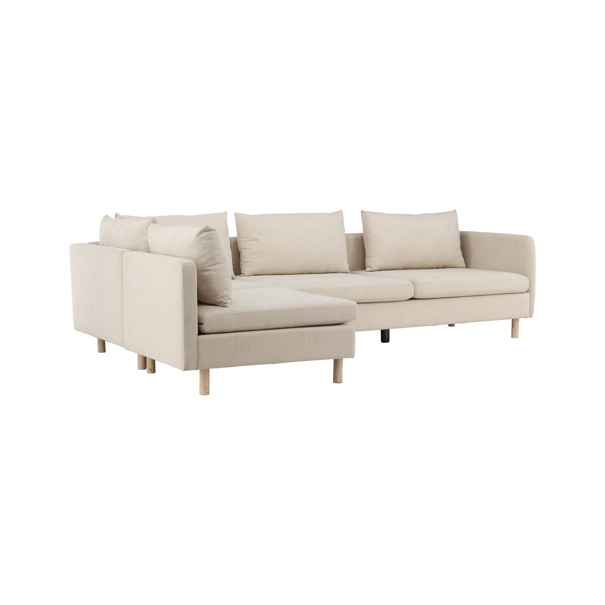 Zero 3-Sitzer Ecksofa - Holzoptik / Beige Stoff - ZEN ZONE Furniture