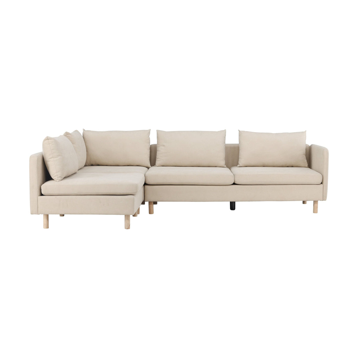 Zero 3-Sitzer Ecksofa - Holzoptik / Beige Stoff - ZEN ZONE Furniture