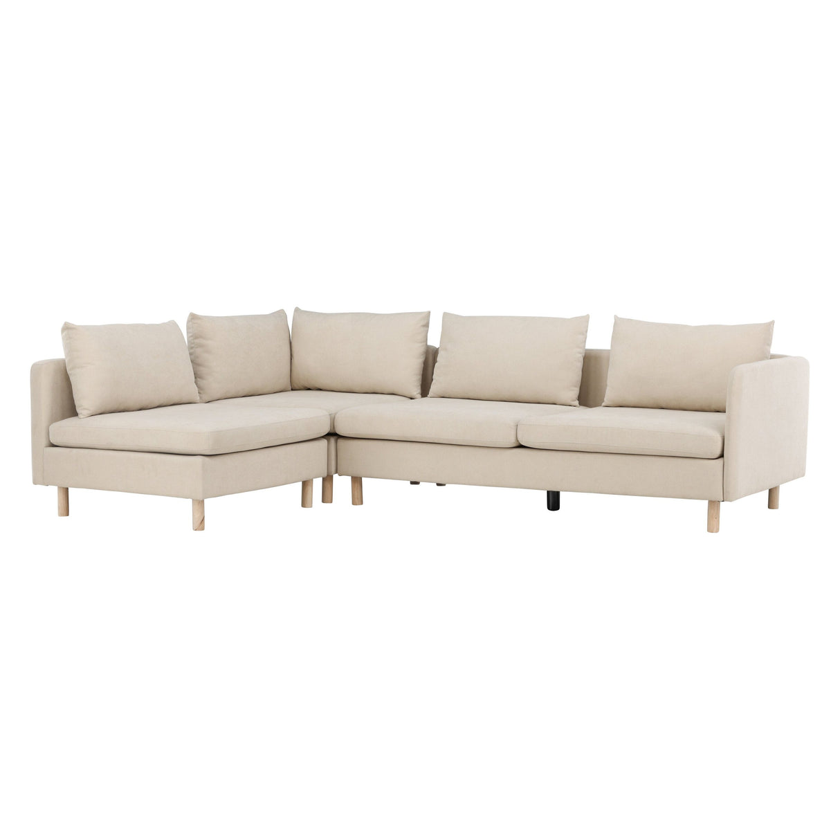 Zero 3-Sitzer Ecksofa - Holzoptik / Beige Stoff - ZEN ZONE Furniture