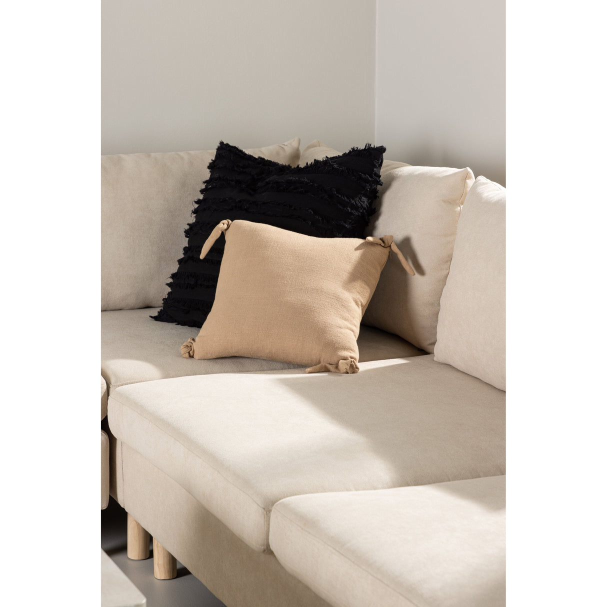 Zero 3-Sitzer Ecksofa - Holzoptik / Beige Stoff - ZEN ZONE Furniture