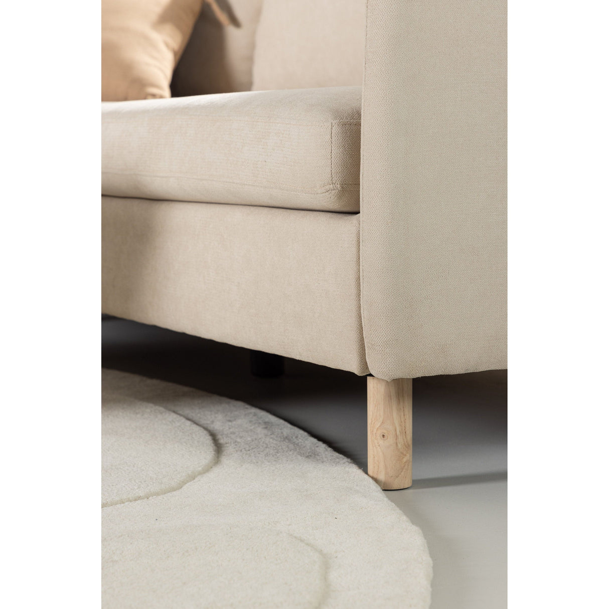 Zero 3-Sitzer Ecksofa - Holzoptik / Beige Stoff - ZEN ZONE Furniture