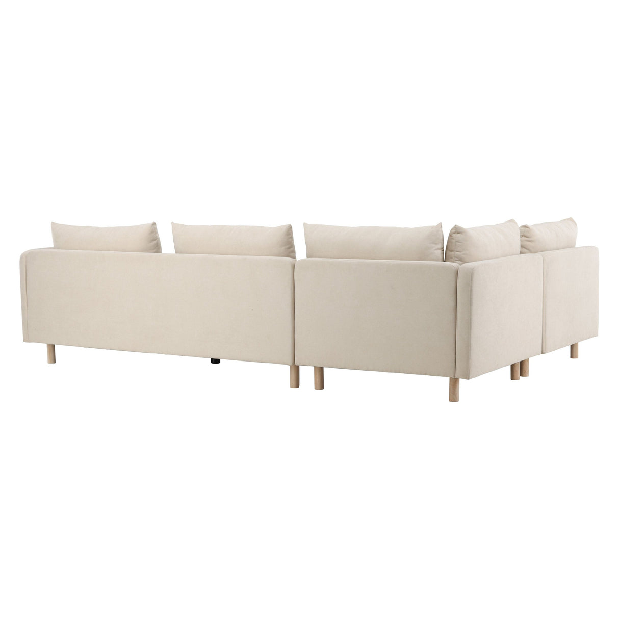 Zero 3-Sitzer Ecksofa - Holzoptik / Beige Stoff - ZEN ZONE Furniture
