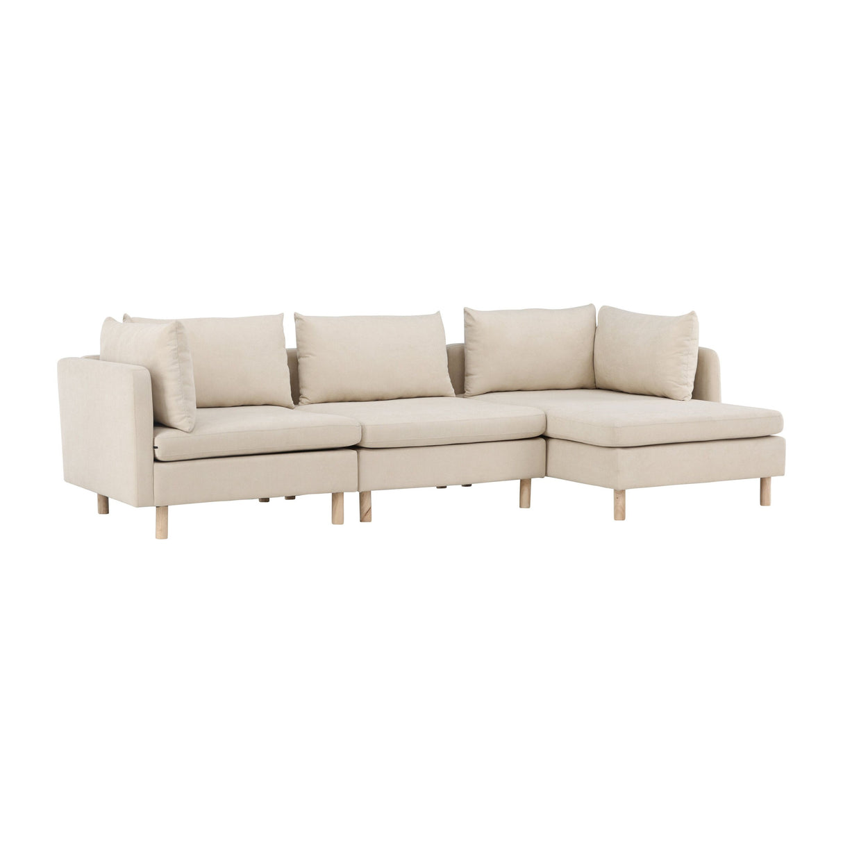 Zero 3-Sitzer Sofa - Holzoptik / Beige Stoff - ZEN ZONE Furniture