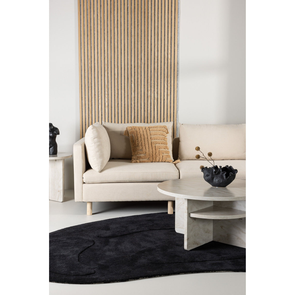 Zero 3-Sitzer Sofa - Holzoptik / Beige Stoff - ZEN ZONE Furniture