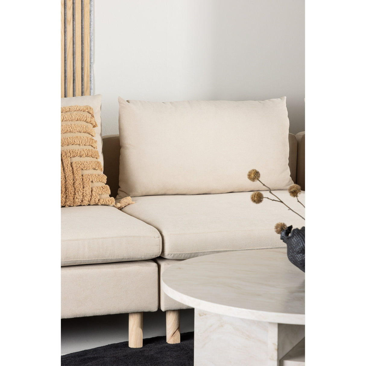 Zero 3-Sitzer Sofa - Holzoptik / Beige Stoff - ZEN ZONE Furniture