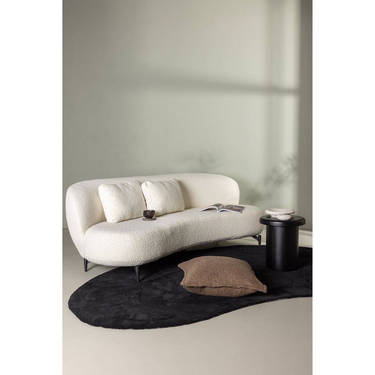 Luna 3-Sitzer Sofa - Schwarz / Weiß Boucle - ZEN ZONE Furniture