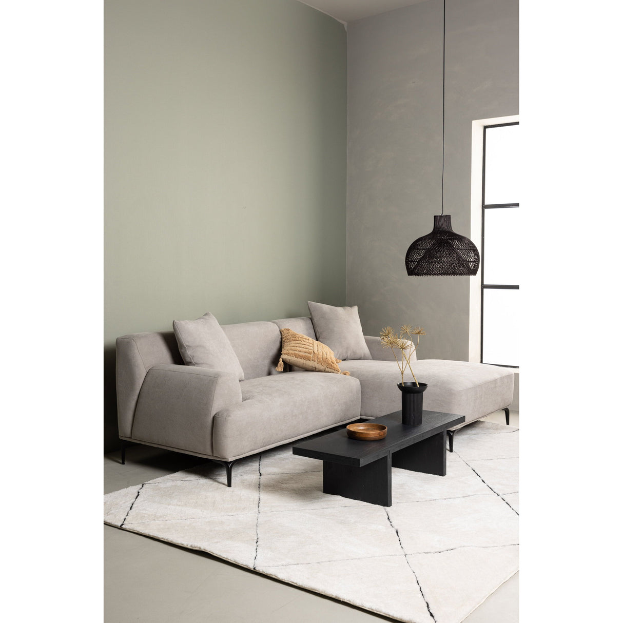 Viskan 3-Sitzer Sofa - Mattschwarz / Hellgrau Stoff - ZEN ZONE Furniture