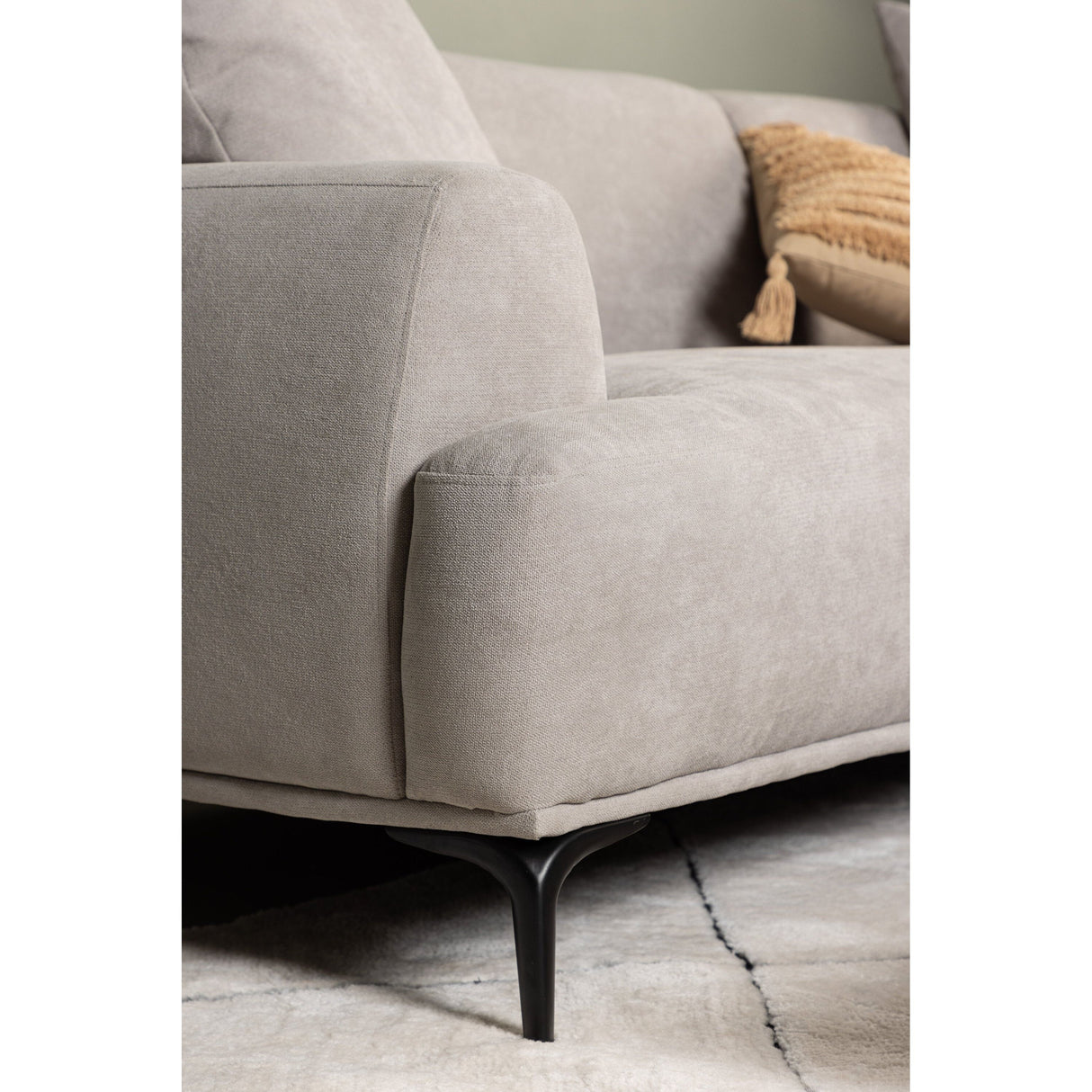 Viskan 3-Sitzer Sofa - Mattschwarz / Hellgrau Stoff - ZEN ZONE Furniture