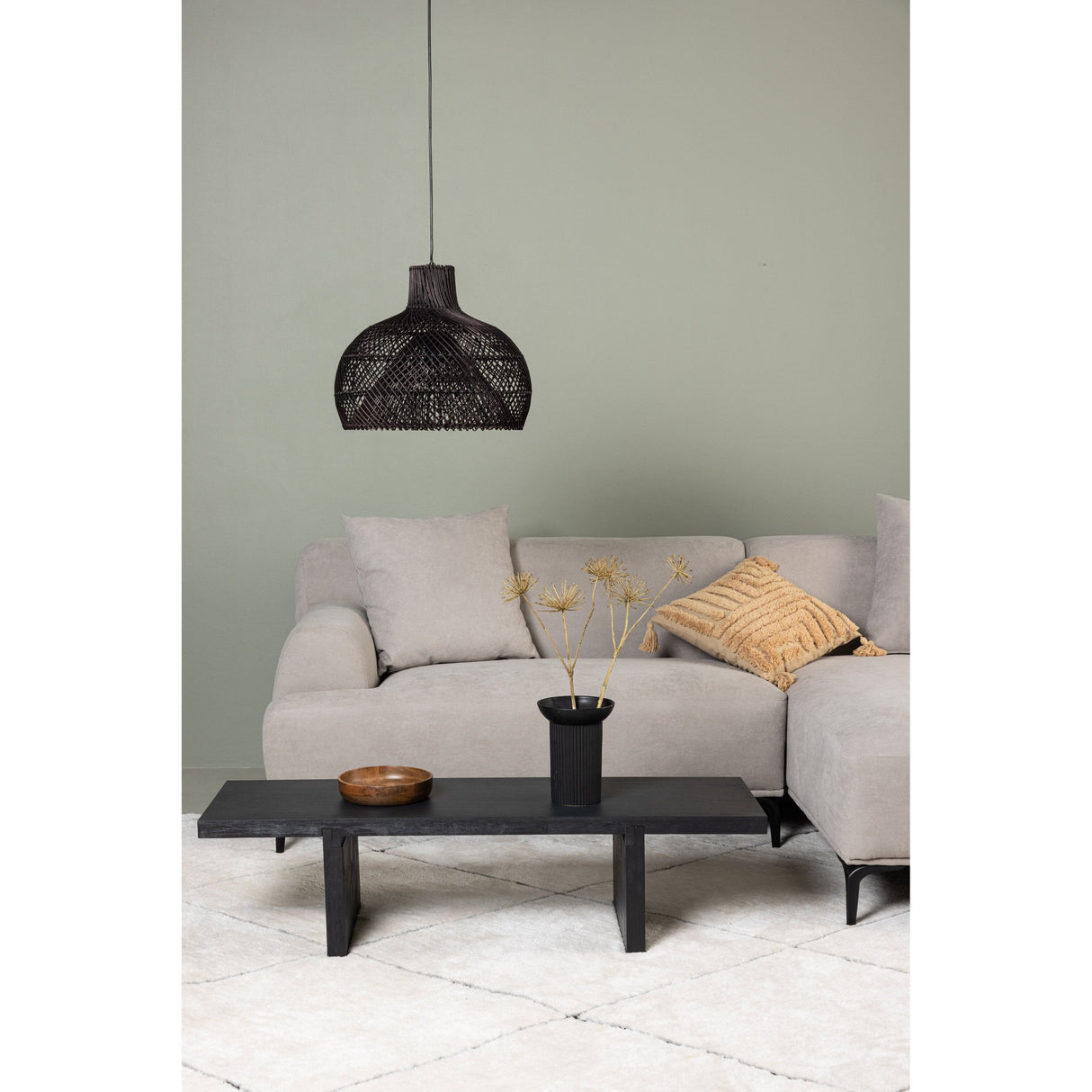 Viskan 3-Sitzer Sofa - Mattschwarz / Hellgrau Stoff - ZEN ZONE Furniture