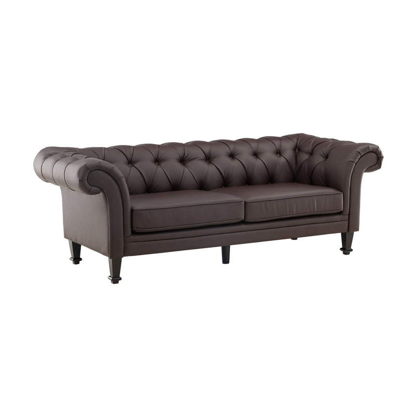 Ätran 3-Sitzer Sofa - Dunkelbraun / Dunkelbraun PU - ZEN ZONE Furniture