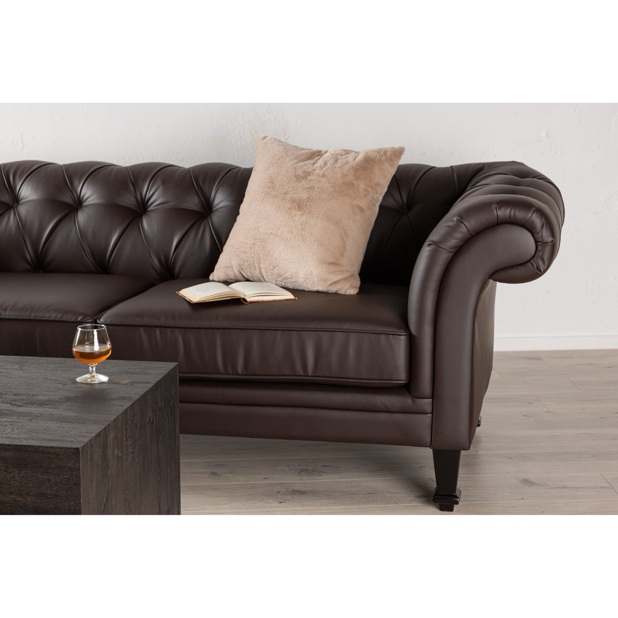 Ätran 3-Sitzer Sofa - Dunkelbraun / Dunkelbraun PU - ZEN ZONE Furniture