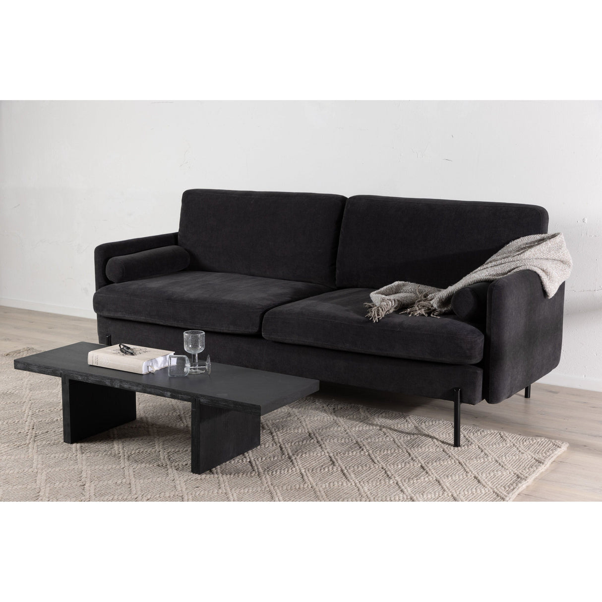 Antibes 3-Sitzer Sofa - Dunkelgrauer Veloursstoff - ZEN ZONE Furniture