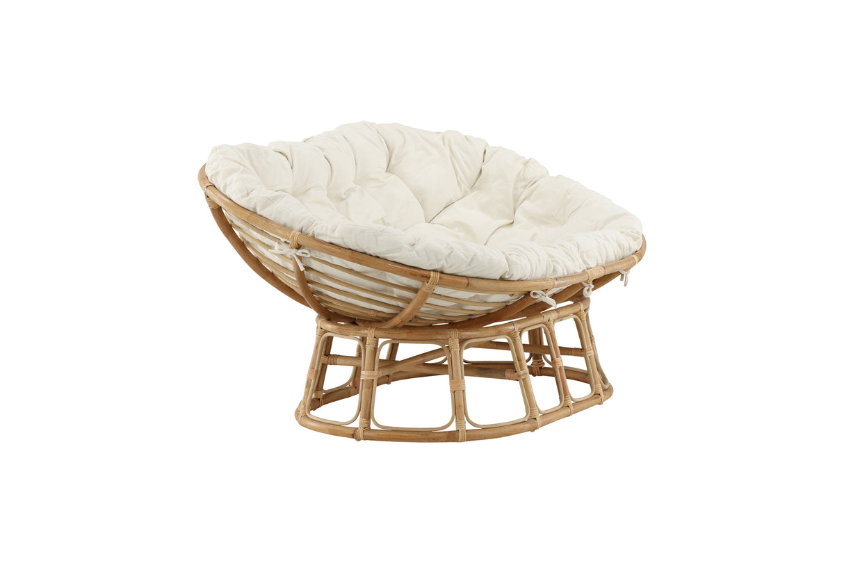 Mamasan Rattan Love Seat Nature Double Offwhite Kissen - ZEN ZONE Furniture