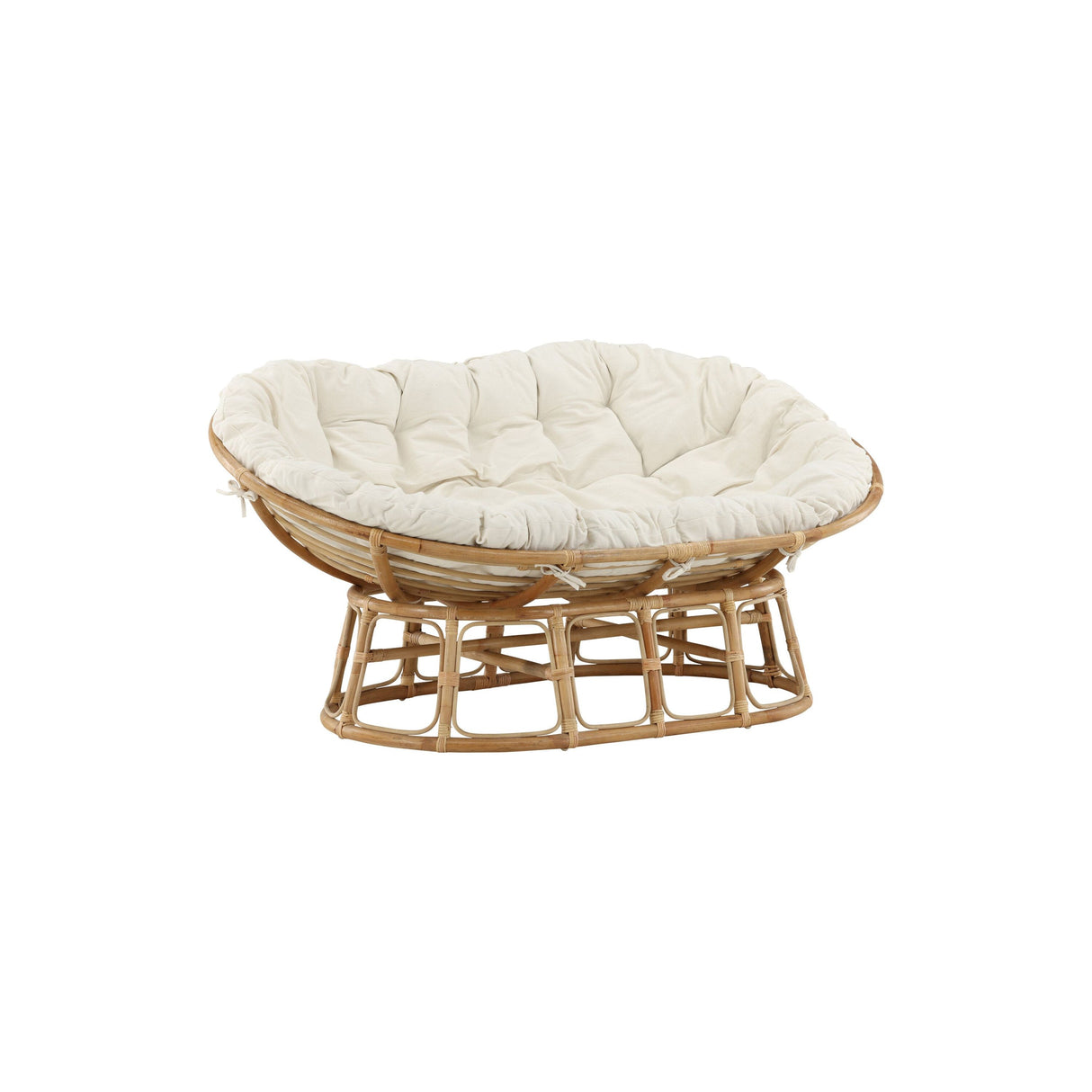 Mamasan Rattan Love Seat Nature Double Offwhite Kissen - ZEN ZONE Furniture