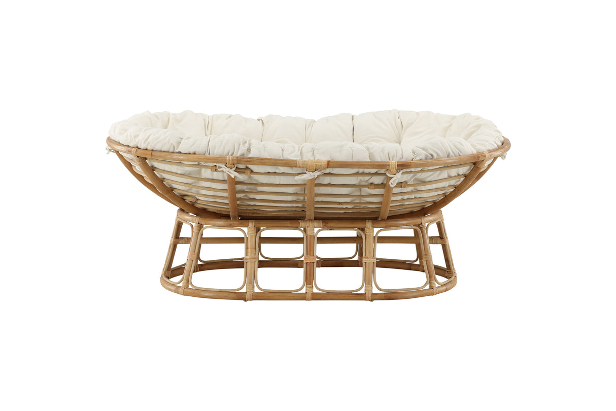 Mamasan Rattan Love Seat Nature Double Offwhite Kissen - ZEN ZONE Furniture