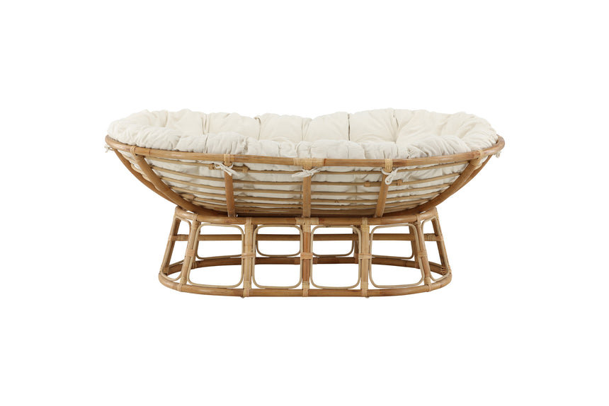 Mamasan Rattan Love Seat Nature Double Offwhite Kissen - ZEN ZONE Furniture