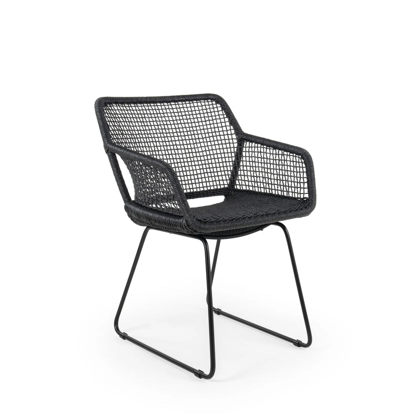 ESTA Gartenstuhl aus Aluminium Schwarz geflechtet - ZEN ZONE Furniture