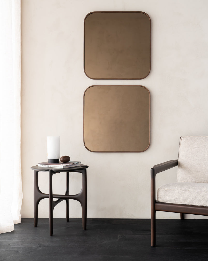 PI Beistelltisch - lackiertes Mahagoni - dunkelbraun - rund - 47 x 47 x 50 cm - ZEN ZONE Furniture