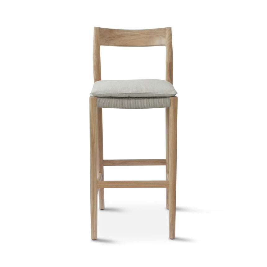 Garten Barhocker Lago aus Naturteak und grauem Geflecht, Sitzhöhe 80 cm - ZEN ZONE Furniture