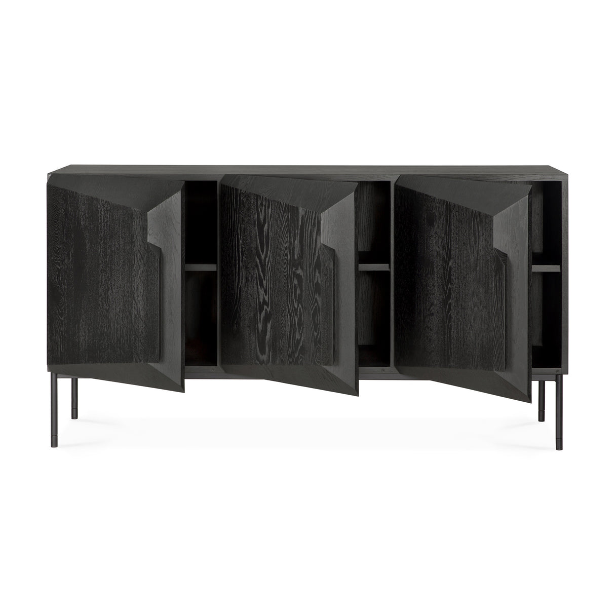 Stairs Sideboard - lackierte Eiche - schwarz - 3 Türen - 150 x 46 x 80 cm - ZEN ZONE Furniture
