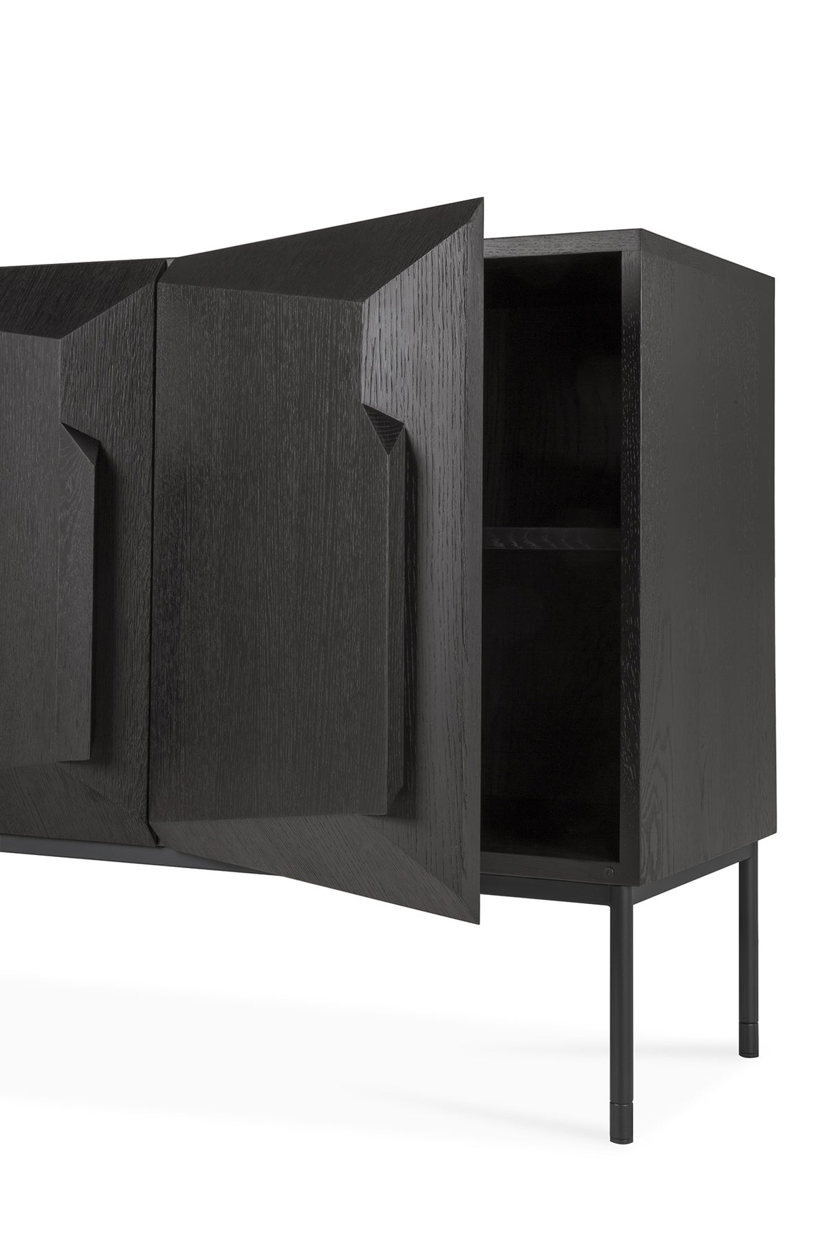 Stairs Sideboard - lackierte Eiche - schwarz - 4 Türen - 200 x 46 x 80 cm - ZEN ZONE Furniture