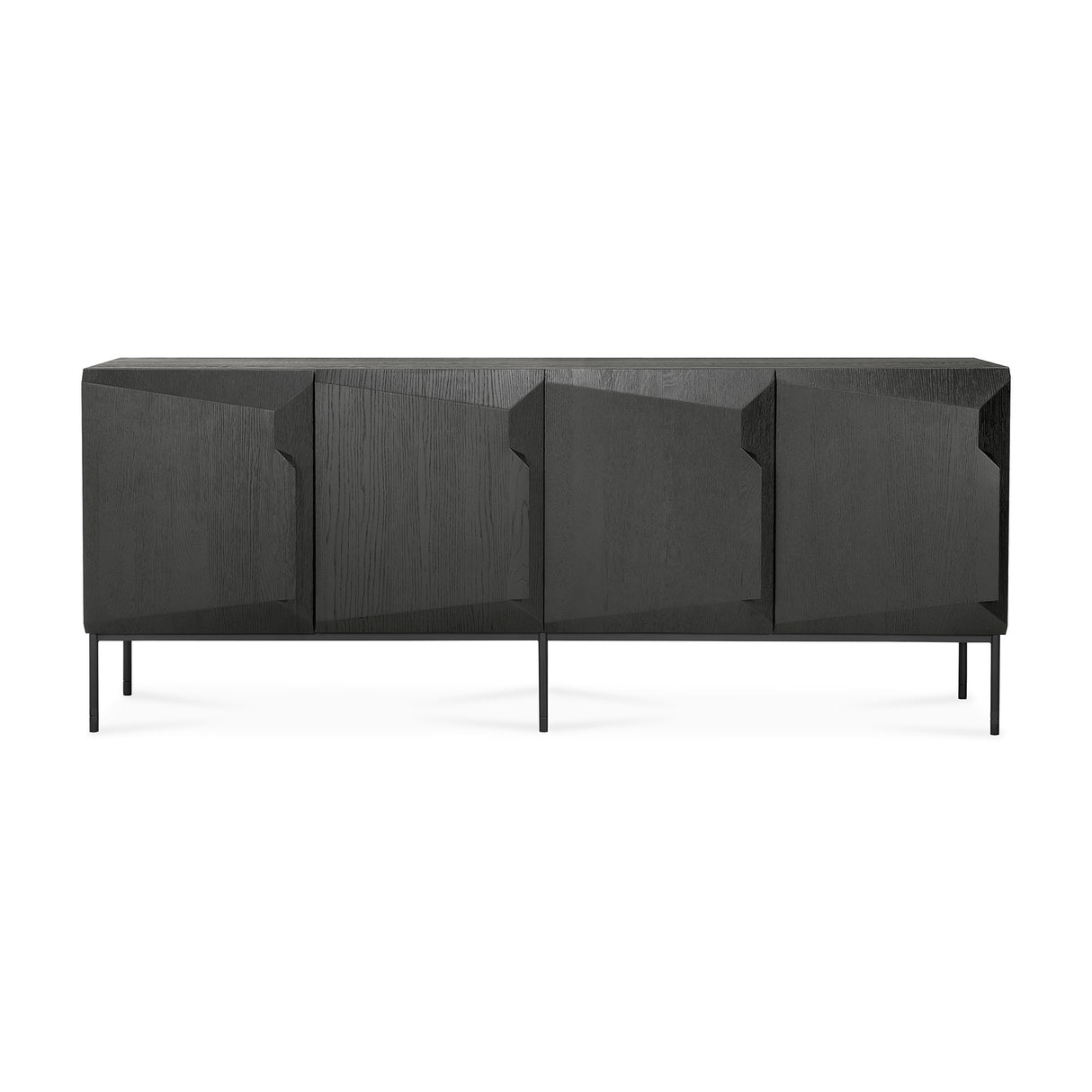 Stairs Sideboard - lackierte Eiche - schwarz - 4 Türen - 200 x 46 x 80 cm - ZEN ZONE Furniture