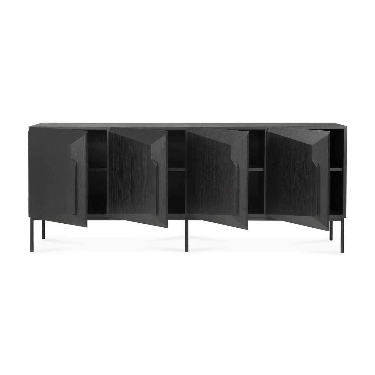 Stairs Sideboard - lackierte Eiche - schwarz - 4 Türen - 200 x 46 x 80 cm - ZEN ZONE Furniture