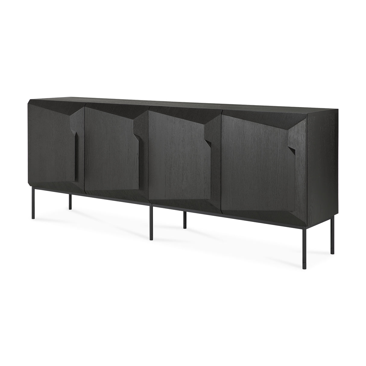 Stairs Sideboard - lackierte Eiche - schwarz - 4 Türen - 200 x 46 x 80 cm - ZEN ZONE Furniture